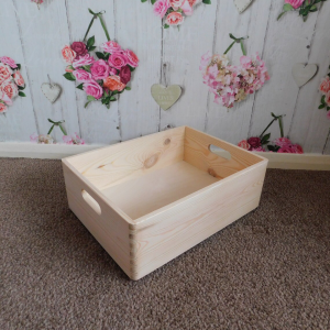 Wooden Storage Crate With Handles - 40x 30x 14cm - View