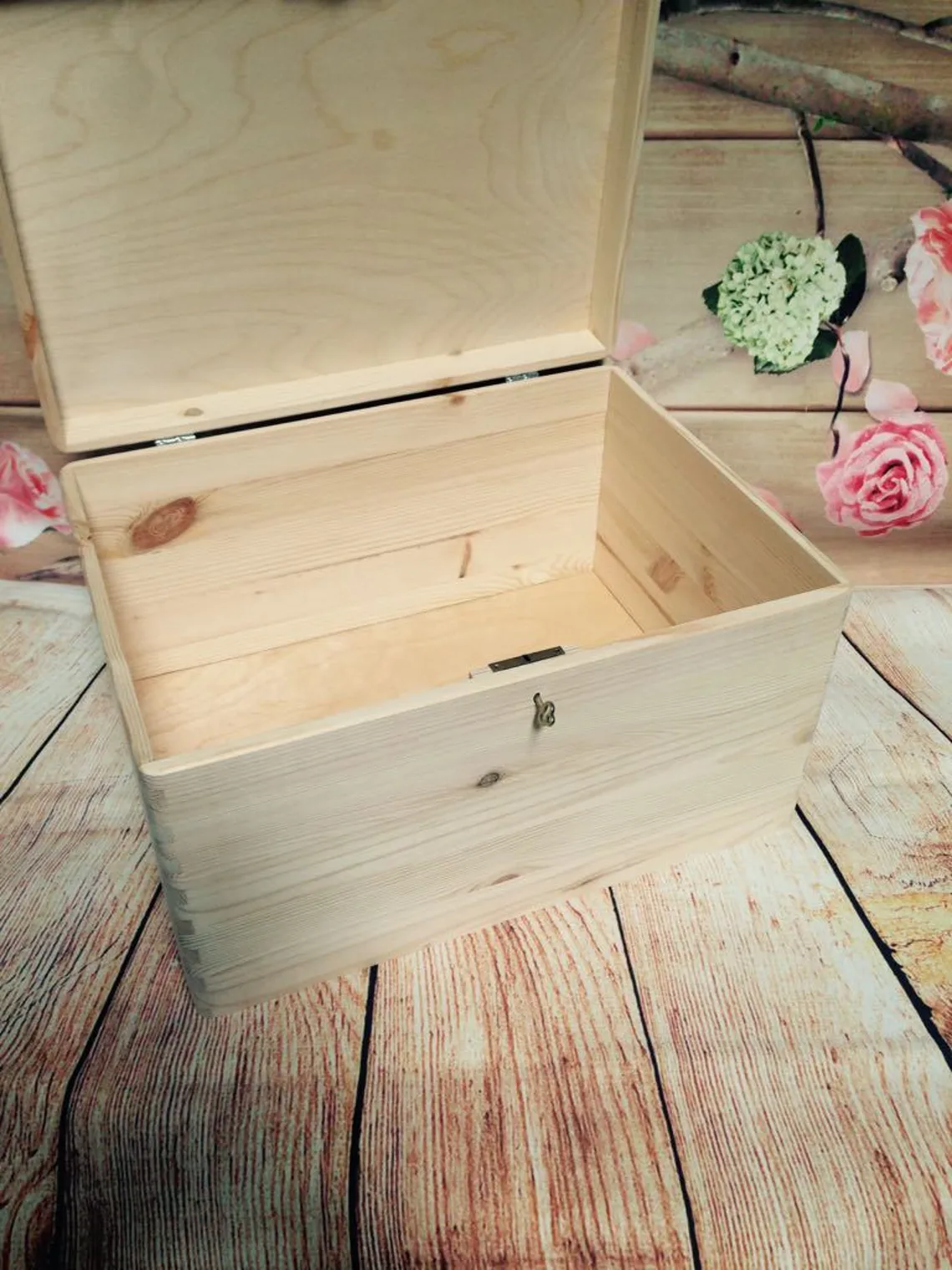 wedding wooden box slot - open
